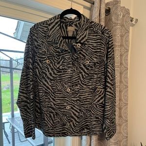 Chicos soft cotton jacket zebra print